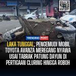 Laka Tunggal, Pengemudi Toyota Avanza Meregang Nyawa Usai Tabrak Patung Dayun Hingga Roboh